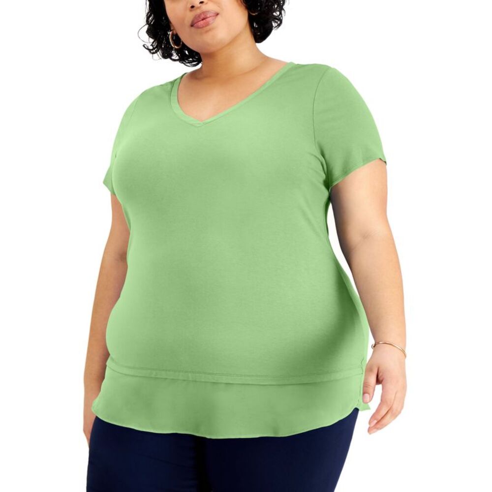 JM Collection Plus Size Layered Hem Top